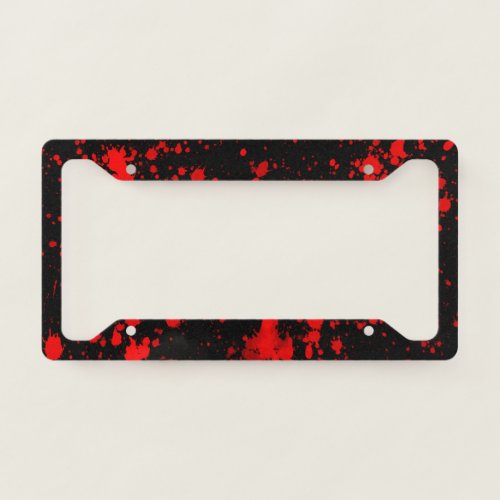 Colorful Black Red Paint Splatter Artistic Splash License Plate Frame