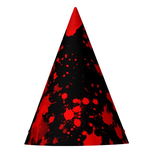 Colorful Black Red Paint Splatter Artistic Splash Party Hat (Front)