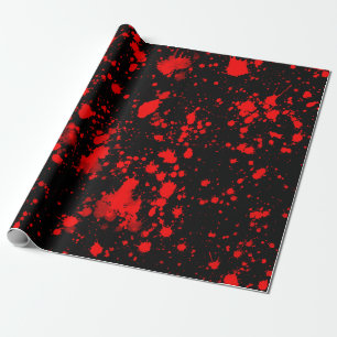 Colorful Black Red Paint Splatter Artistic Splash Wrapping Paper
