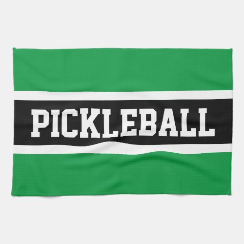 Colorful Black Stripes Bold PICKLEBALL Text  Kitchen Towel