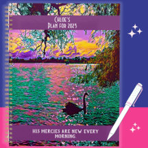 Colorful black swan Christian Bible verse Planner