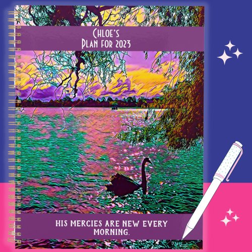 Colorful black swan Christian Bible verse  Planner