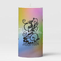 Colorful Black Vine Thank You Pillar Candle