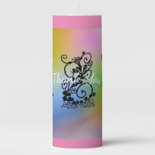 Colorful Black Vine Thank You Pillar Candle
