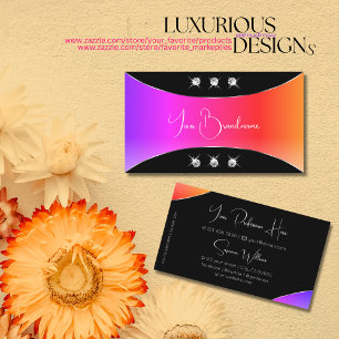 Colorful Black with Silver Decor Sparkling Jewels Business Card