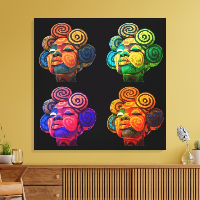 Colorful Black Women Stretched Canvas Print (Insitu(LivingRoom))