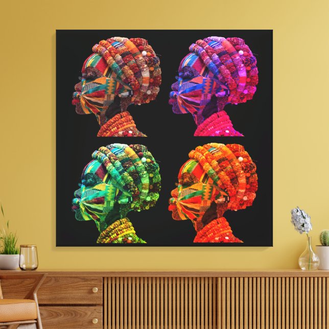 Colorful Black Women Stretched Canvas Print (Insitu(LivingRoom))