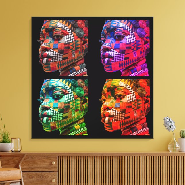 Colorful Black Women Stretched Canvas Print (Insitu(LivingRoom))