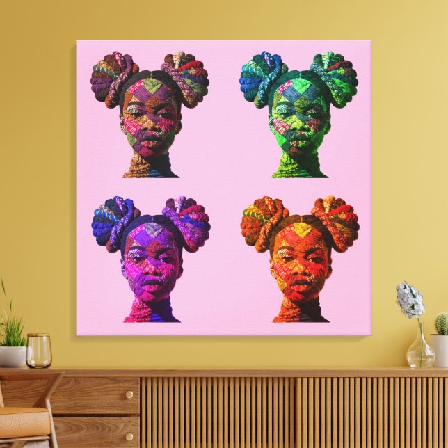 Colorful Black Women Stretched Canvas Print (Insitu(LivingRoom))