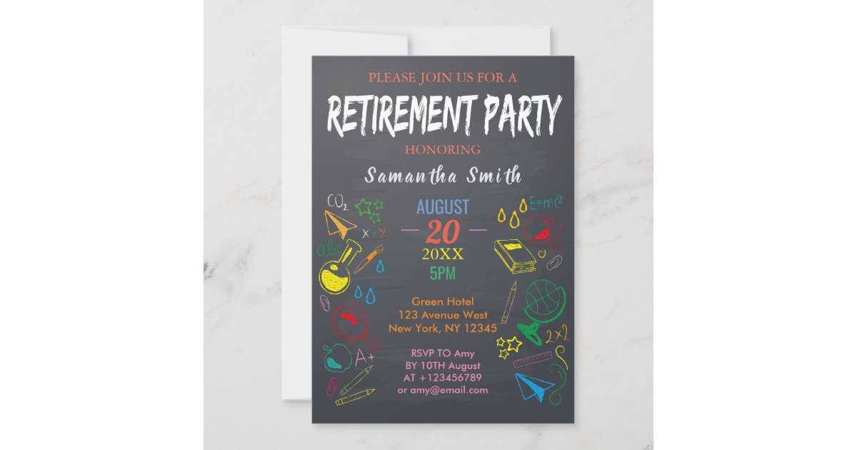 Teacher Retirement Party Chalkboard Pencils Invitation