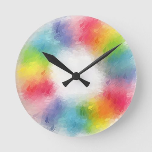 Colorful Blank Template Abstract Rainbow Colors Round Clock