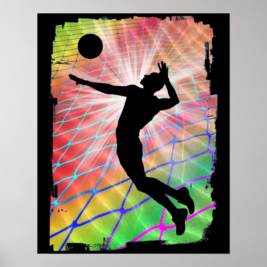 Colorful Blast Beach Volleyball Poster Zazzle