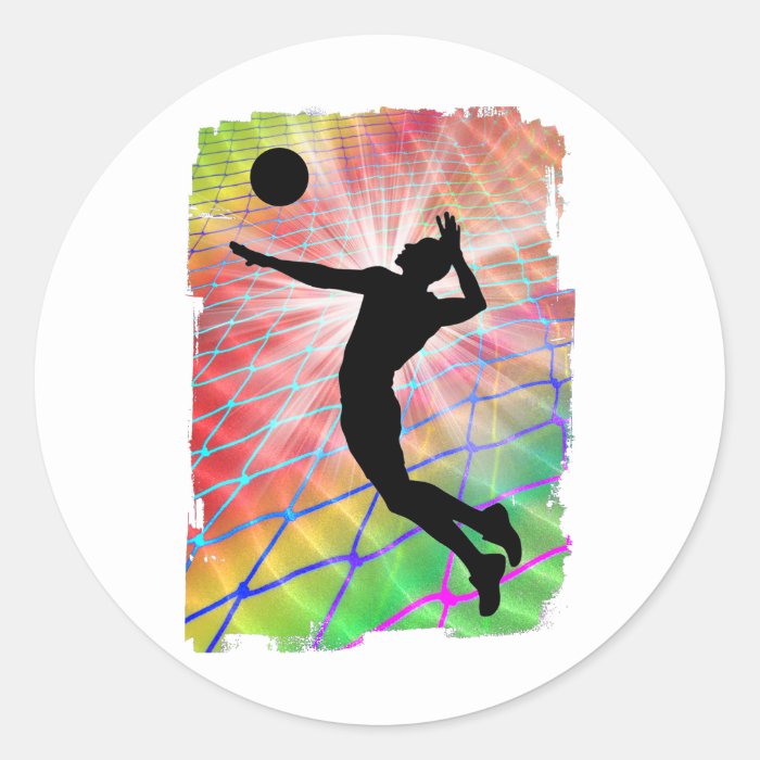 Colorful Blast Beach Volleyball Round Sticker