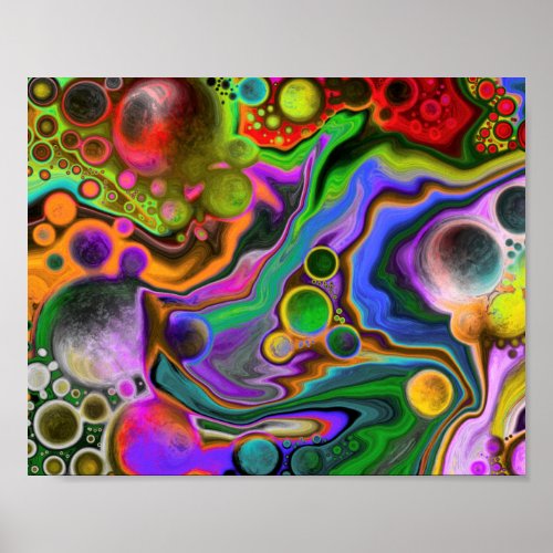 Colorful Blast Fluid Art Digital Pour Painting    Poster