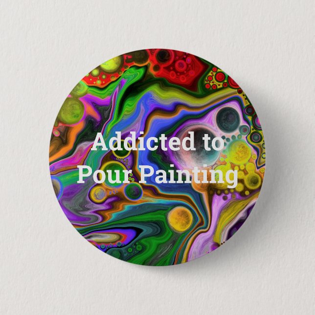 Colorful Blast Fluid Art  Pour Painting  Button (Front)