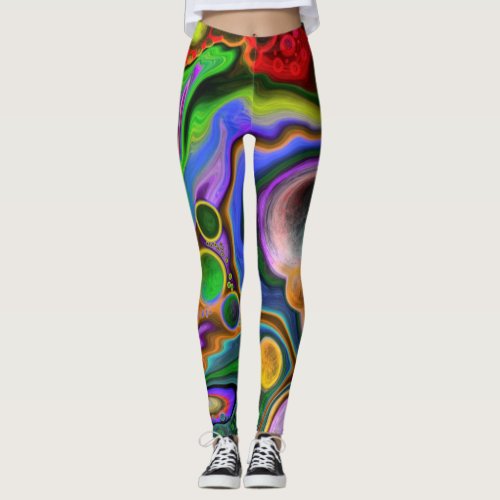 Colorful Blast Fluid Art  Pour Painting   Leggings