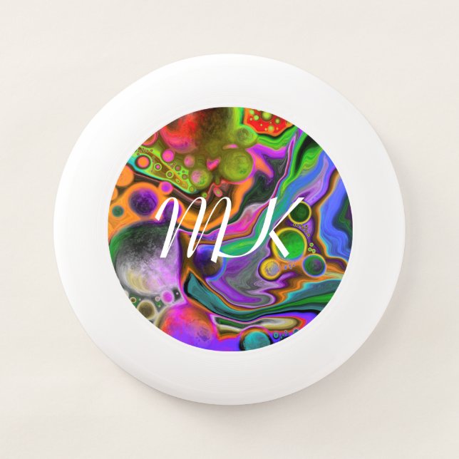 Colorful Blast Fluid Art  Pour Painting  Monogram Wham-O Frisbee (Front)
