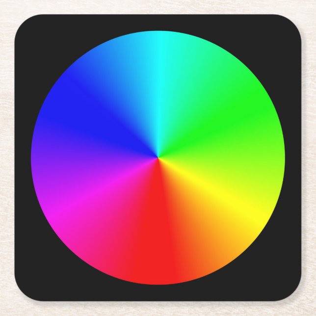 Colorful Blended Color Wheel Square Paper Coaster (Front)