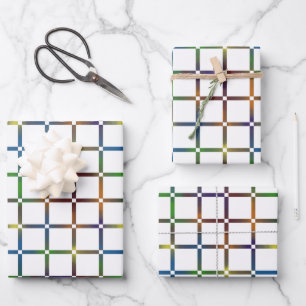 Colorful Blended Rainbow Grid with Negative Space Wrapping Paper Sheets