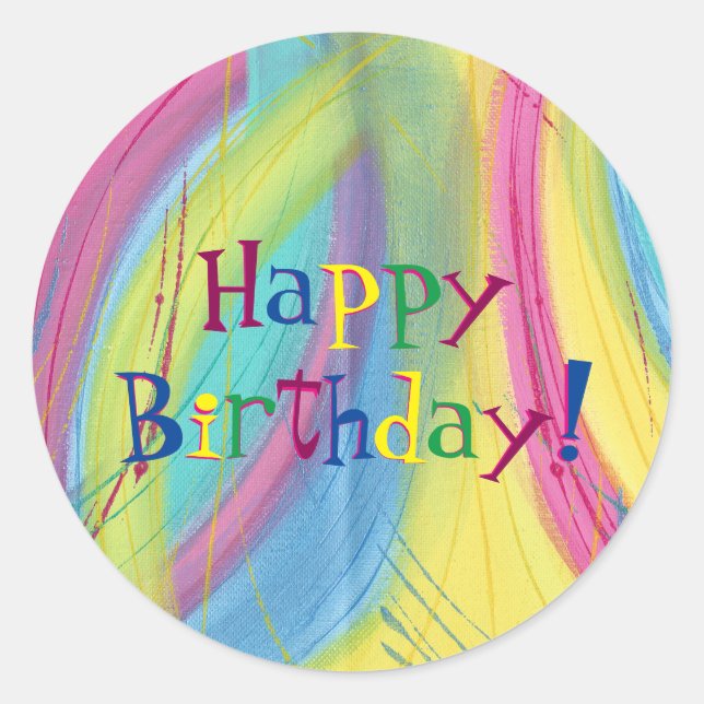 Colorful Blends Happy Birthday Stickers (Front)