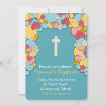 Colorful Blessing Baptism Christening Invitation