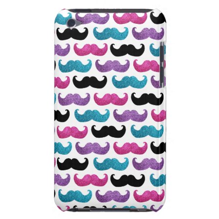 Colorful Bling Mustache Pattern (faux Glitter) Ipod Case-mate Case