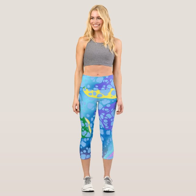Colorful Blobs Capri Leggings (Front)