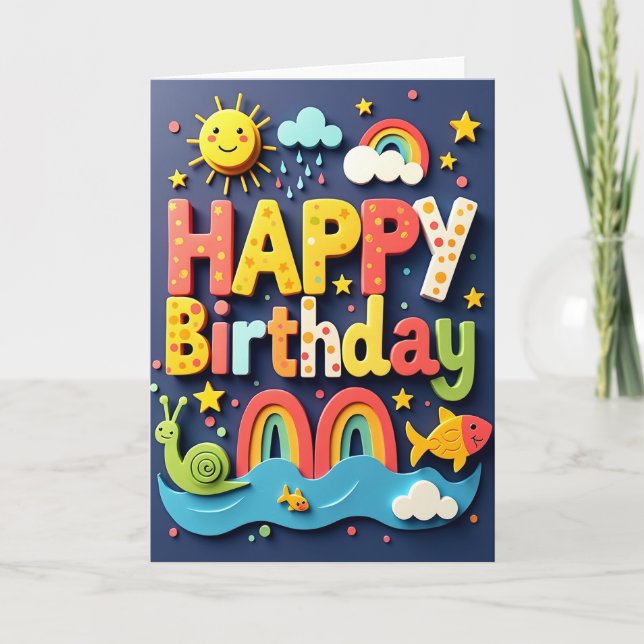 Colorful Block Birthday Card (Front)