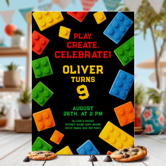 Colorful Block Birthday Party Invitation