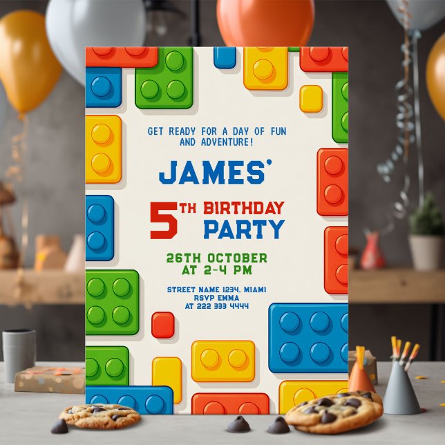 Colorful Block Birthday Party Invitation (Creator Uploaded)