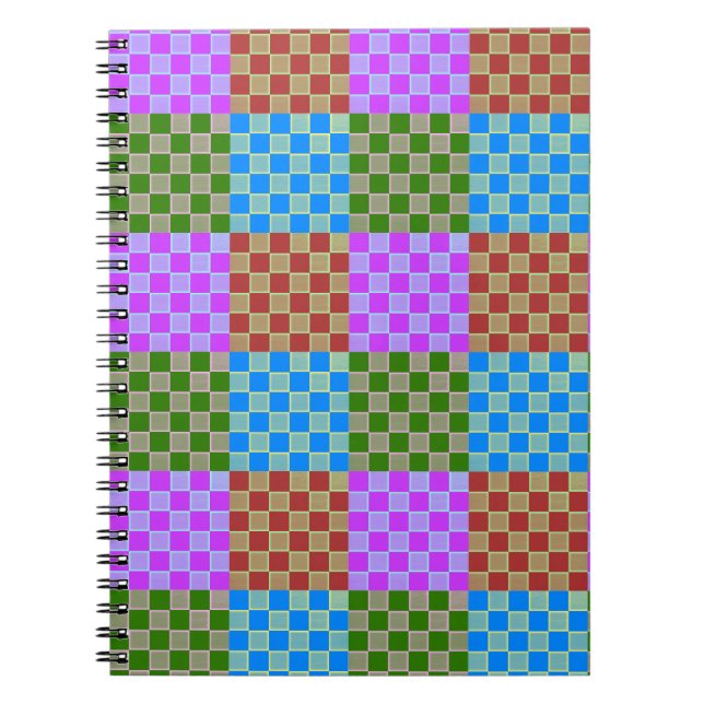 Colorful Block Style Checkerboard Spiral Notebook (Front)