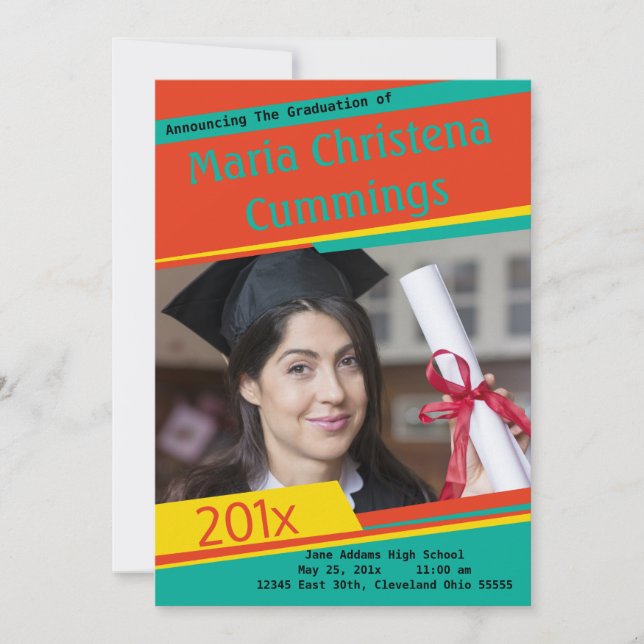 Colorful Blocking Graduate  Announcement (Front)