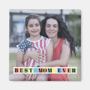 Colorful blocks Best MOM Ever photo Magnet