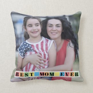 Colorful blocks Best MOM ever photo Throw Pillow
