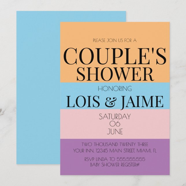 Colorful Blocks Bright Couples Baby Shower Invitation (Front/Back)
