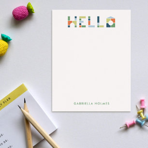 Colorful Blocks Hello Children's Stationery Card