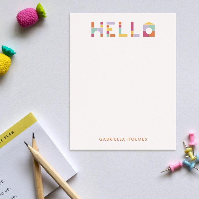 Colorful Blocks Hello Children's Stationery Card (Creator Uploaded)