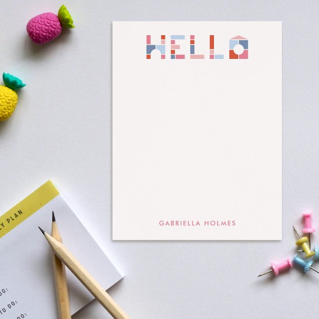 Colorful Blocks Hello Children's Stationery Card (Creator Uploaded)