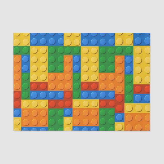 Colorful Blocks Kids Birthday Party Tissue Paper (Front)