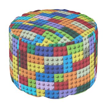 Colorful Blocks Sturdy Spun Polyester Round Pouf by aquachild at Zazzle