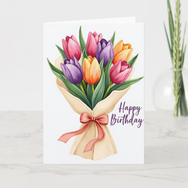 Colorful Bloom Birthday Card (Front)