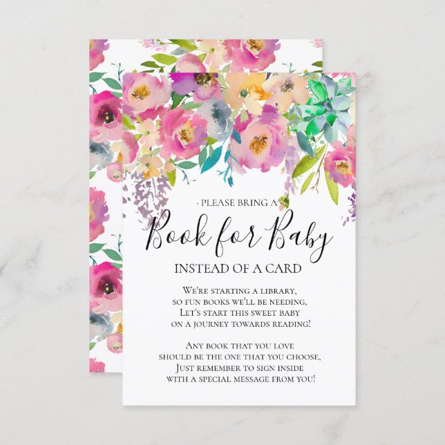 Colorful Bloom Floral Baby Shower Book for Baby Invitation (Front/Back)