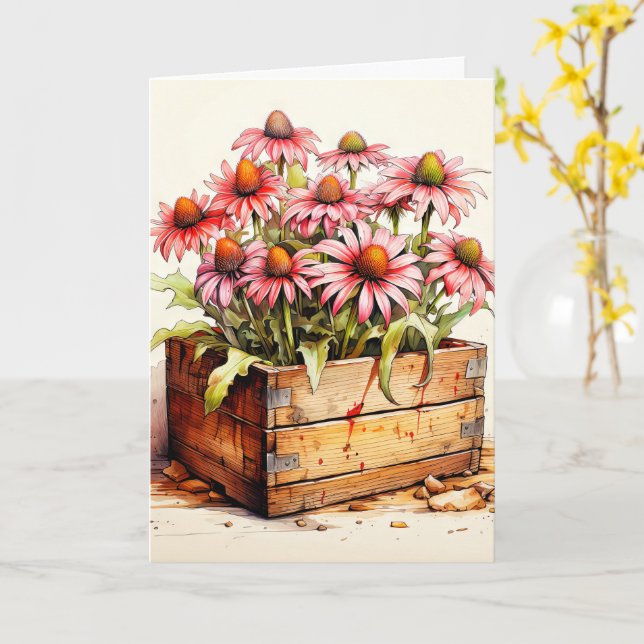 Colorful Blooming Aster Flowers Card (Yellow Flower)