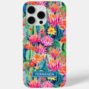 Colorful Blooming Cacti Personalized iPhone 15 Pro Max Case