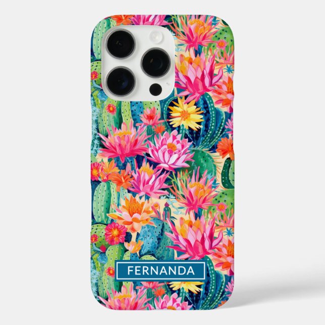 Colorful Blooming Cacti Personalized Case-Mate iPhone Case (Back)