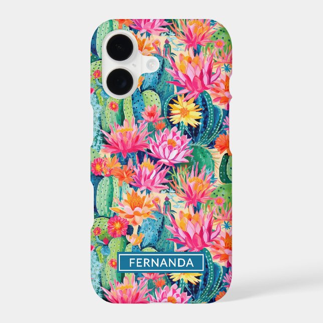 Colorful Blooming Cacti Personalized Case-Mate iPhone Case (Back)