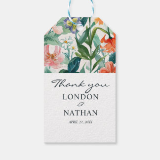 Colorful Blooming Floral Wedding Gift Tags