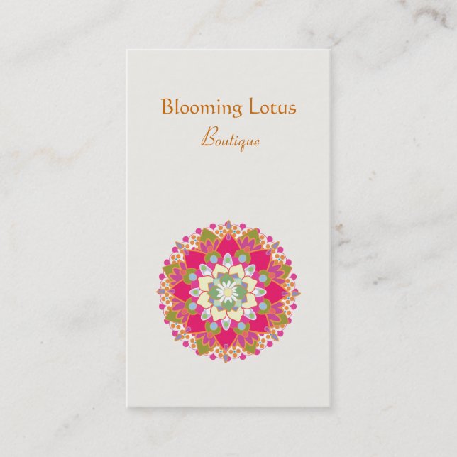 Colorful Blooming Lotus Flower Business Card (Front)