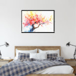Colorful Blooming Tree in Watercolor Canvas Print