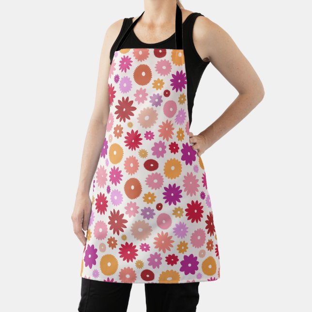 Colorful Blooms Big Pattern Apron (Insitu)